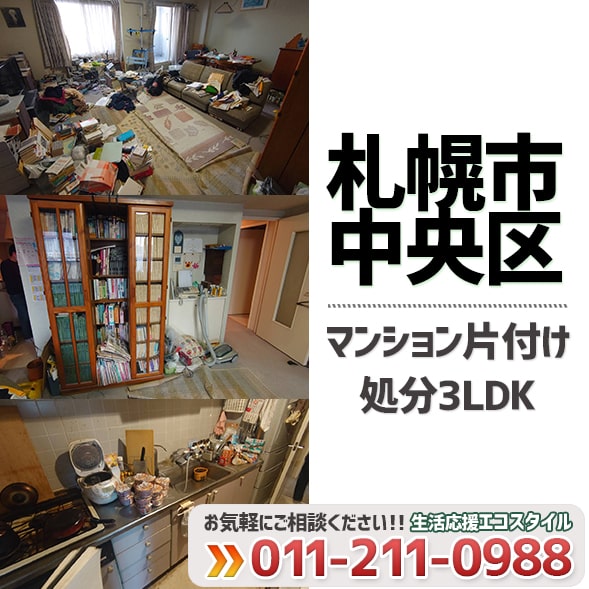 札幌市中央区マンション3LDK片付け処分（2021年2月）